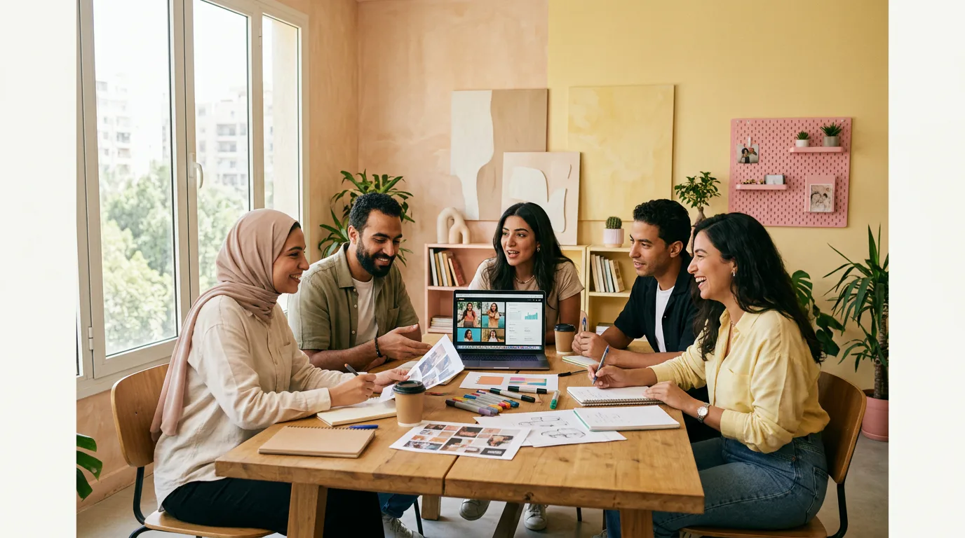 MENA marketing team collaborating around a campaign table